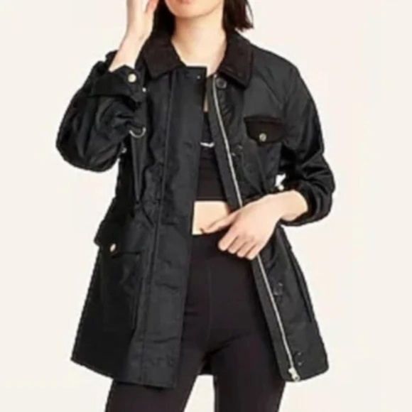 J.crew black barn coat corduroy collar jacket coat - Picture 1 of 13